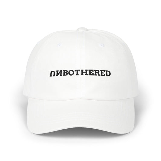 Unbothered Flip Text Hat – Cotton Baseball Cap / Black Embroidery