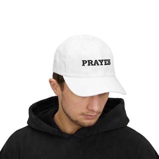 Prayer Flip Text Hat – Cotton Baseball Cap / Black Embroidery