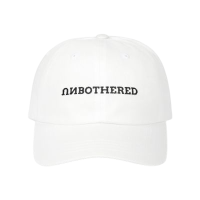 Unbothered Flip Text Hat – Cotton Baseball Cap / Black Embroidery